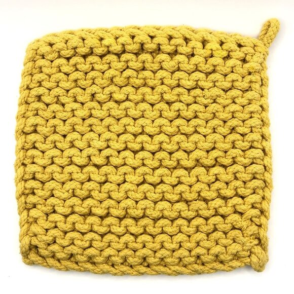 Danica Studio Parker Knit Potholder 8 x 8 inch Yellow Honey Gold Knitted - Picture 6 of 9